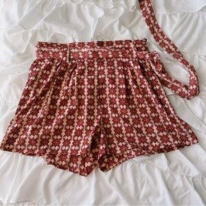 Boho Pattern Shorts With Belt